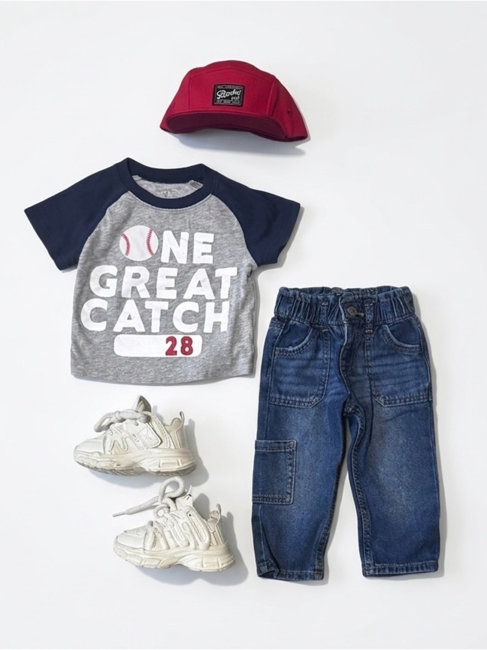Baby Baseball Tee & Cargo Jeans Outfit